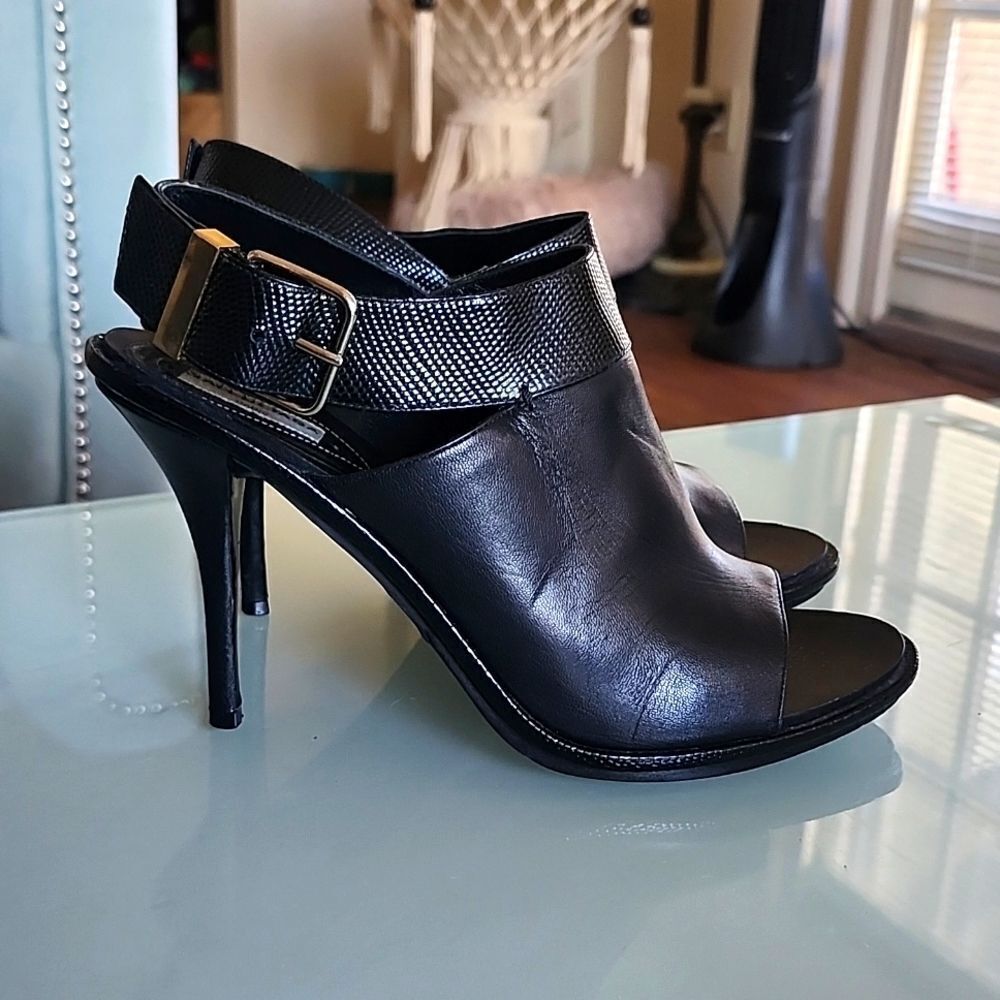 Balenciaga Leather Slingback Peep Toe Chic Y2K Heels Size 40 - Picture 3 of 12